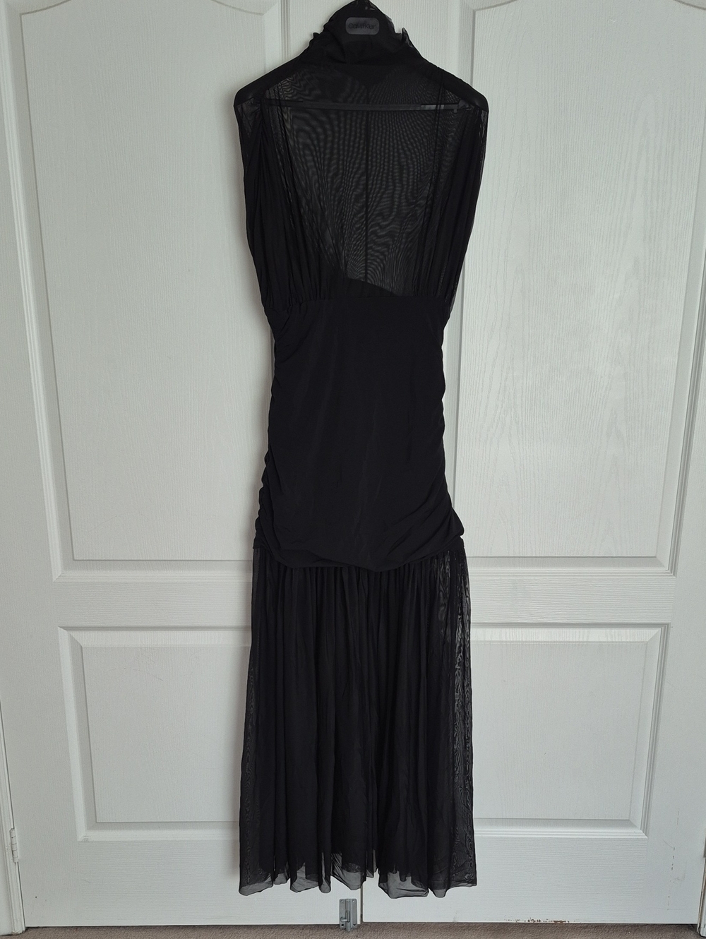 Zara Black Sheer Mesh & Chiffon Sleeveless Party Maxi Dress